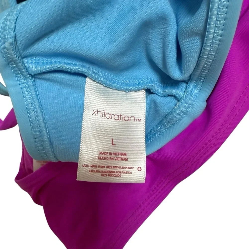 Lot of 2 Xhilaration Swimsuit Bikini Tops Blue/Pink Size Large